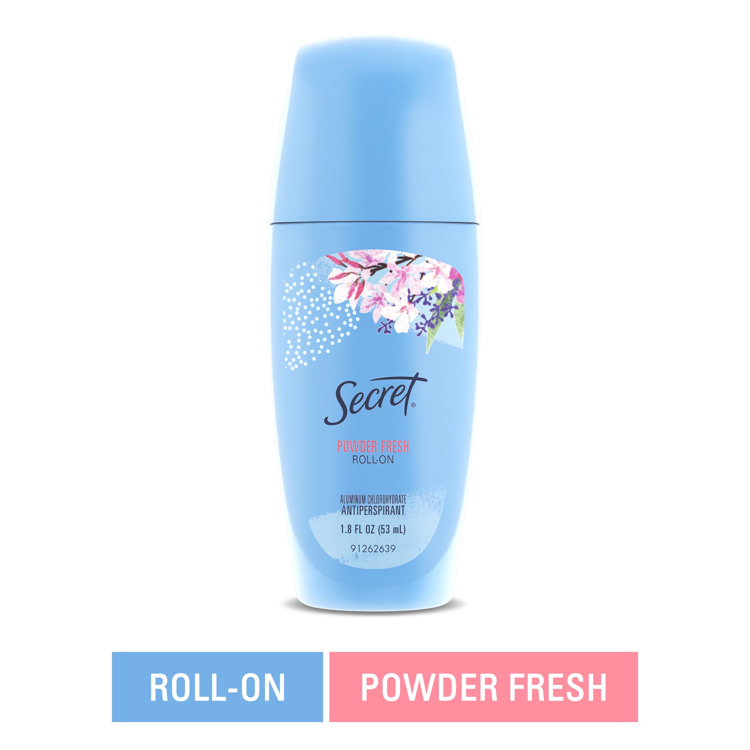 Secret Roll-On Antiperspirant and Deodorant for Women, 24hr Sweat & Odor Protection, PH Balanced Formula, Powder Fresh Scent, 1.8 oz (Pack of 12)