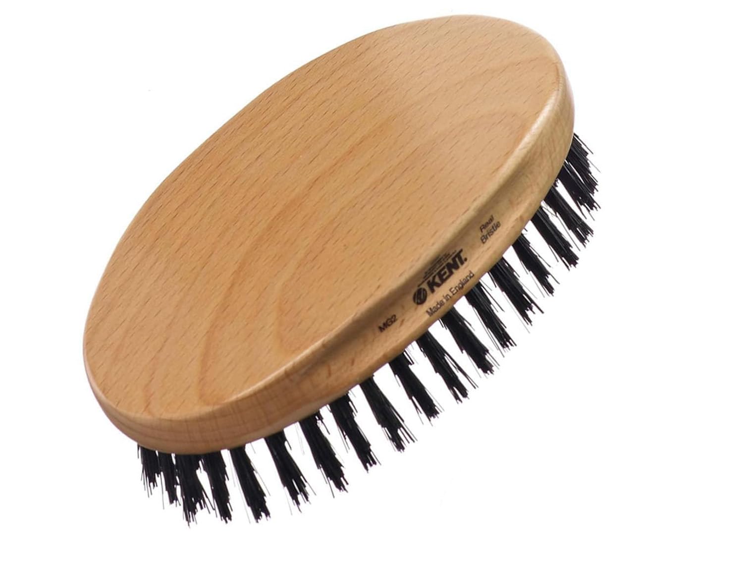 Kent MG2 Boar Bristle Hair Brush for Men, Military Brush with Natural Boar Bristles for Mens Grooming for All Hair Types, 360 Wave Brush Travel side for beard and mustache