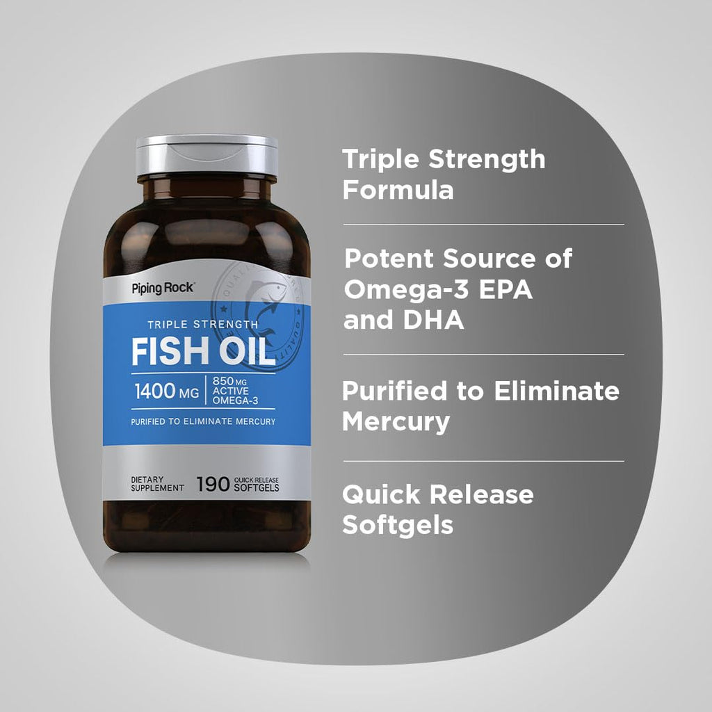 Piping Rock Fish Oil Omega 3 Supplement | 1400 mg | 190 Softgels