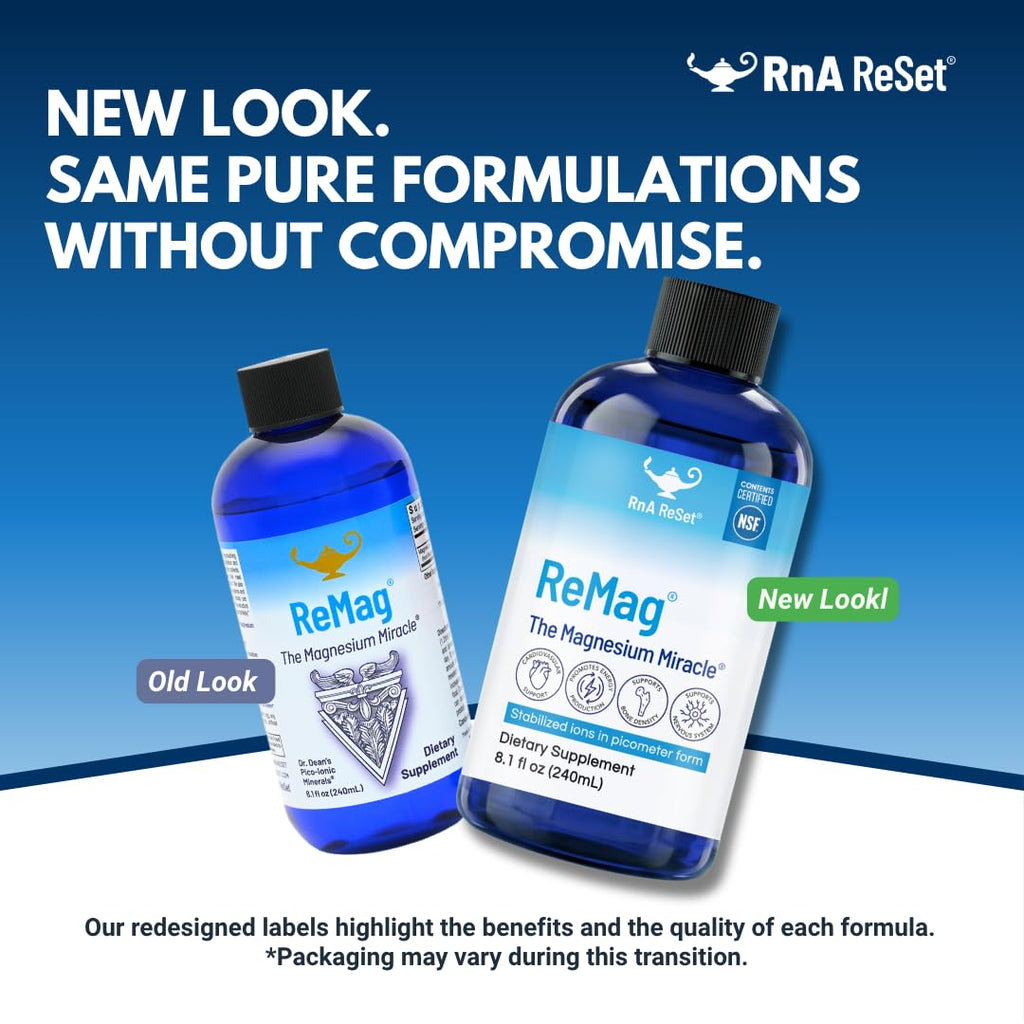 RnA ReSet ReMag – Pico-Ionic Liquid Magnesium for High Absorption, 16.2 Fl Oz (1-Pack) NSF Certified, Supports Restful Sleep - Nerve Health - Muscle Relaxation - Cardiovascular Health