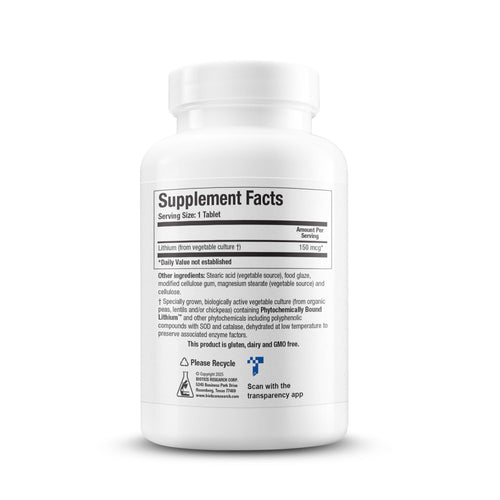 BIOTICS RESEARCH Li Zyme Forte Plant-sourced, phytochemically Bound Lithium, Supports Brain Function, Memory and Mood Support,100 Tablets