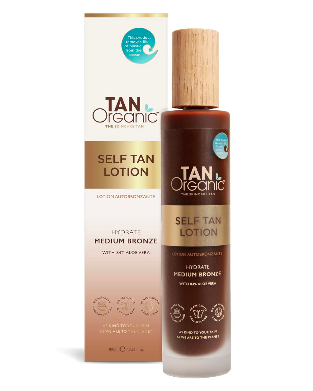 TanOrganic Self Tanning Lotion 100ml | Natural Organic Self Tanner for Face & Body | Natural-Looking Tan with Argan Oil | No Orange Tint, Streak-Free & Transfer-Resistant