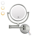 GURUN Wall Mounted Hardwired Makeup Mirror with 3 Dimmable LED Lights 10x Magnifying Mirror for Bathroom Touch Control 13" Extendable Arm Direct Wire Brushed Nickel M1809DN (10x,Nickel)