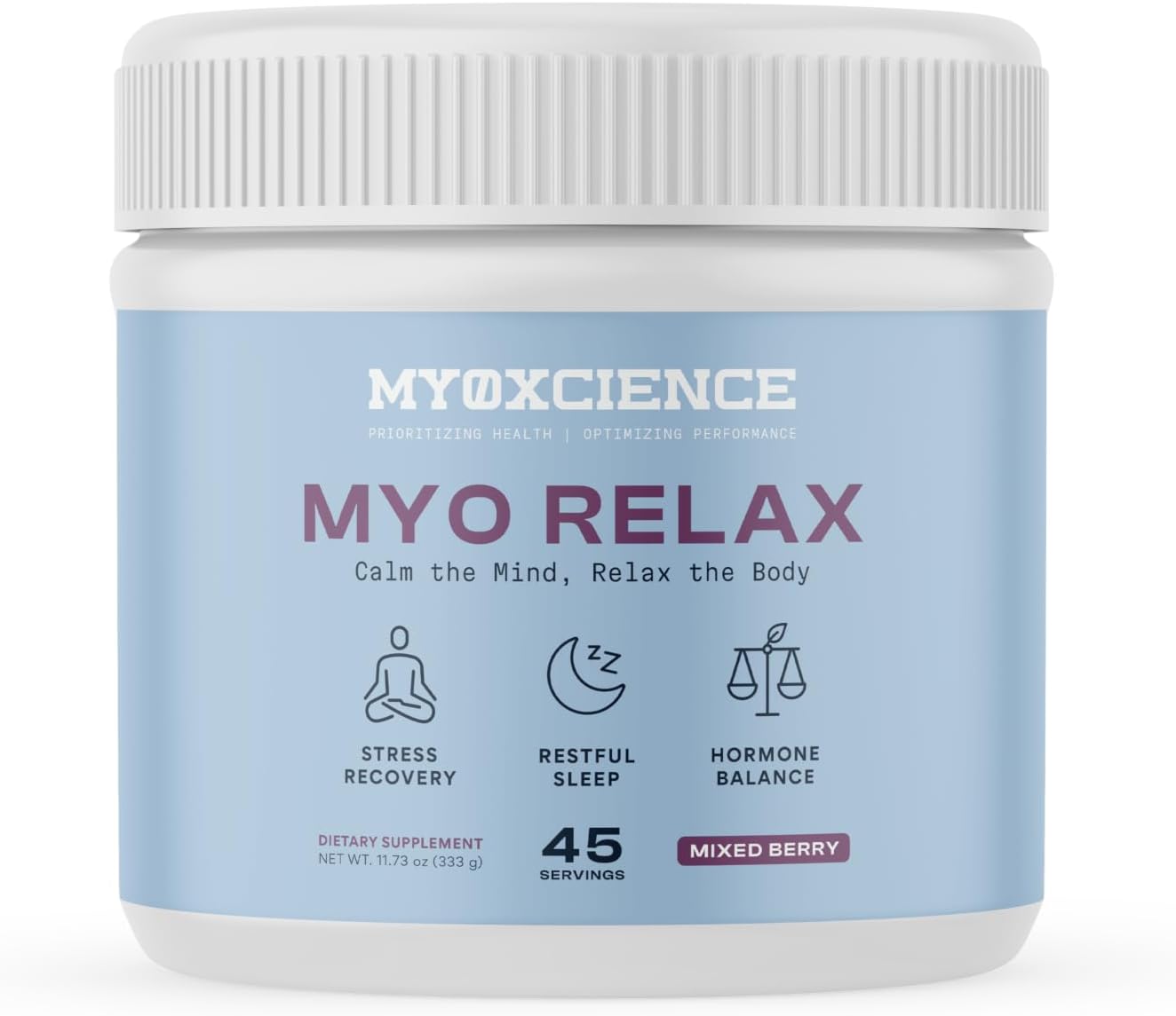 MYOXCIENCE Myo Relax & Calm | Myo-Inositol, L-Theanine, Taurine, Magnesium & GABA | Supports Sleep, Neurotransmitter & Hormone Support (MIXED BERRY Flavor) (45 Servings)