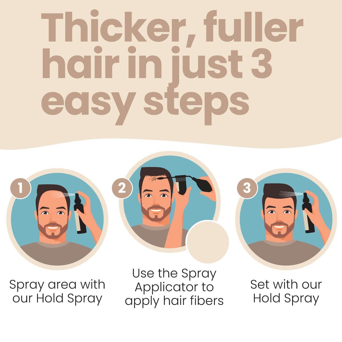 Hair Illusion Combo Kit - Hold Spray, 38g Hair Fiber Bottle, Applicator & Hairline Optimizer (Brown)