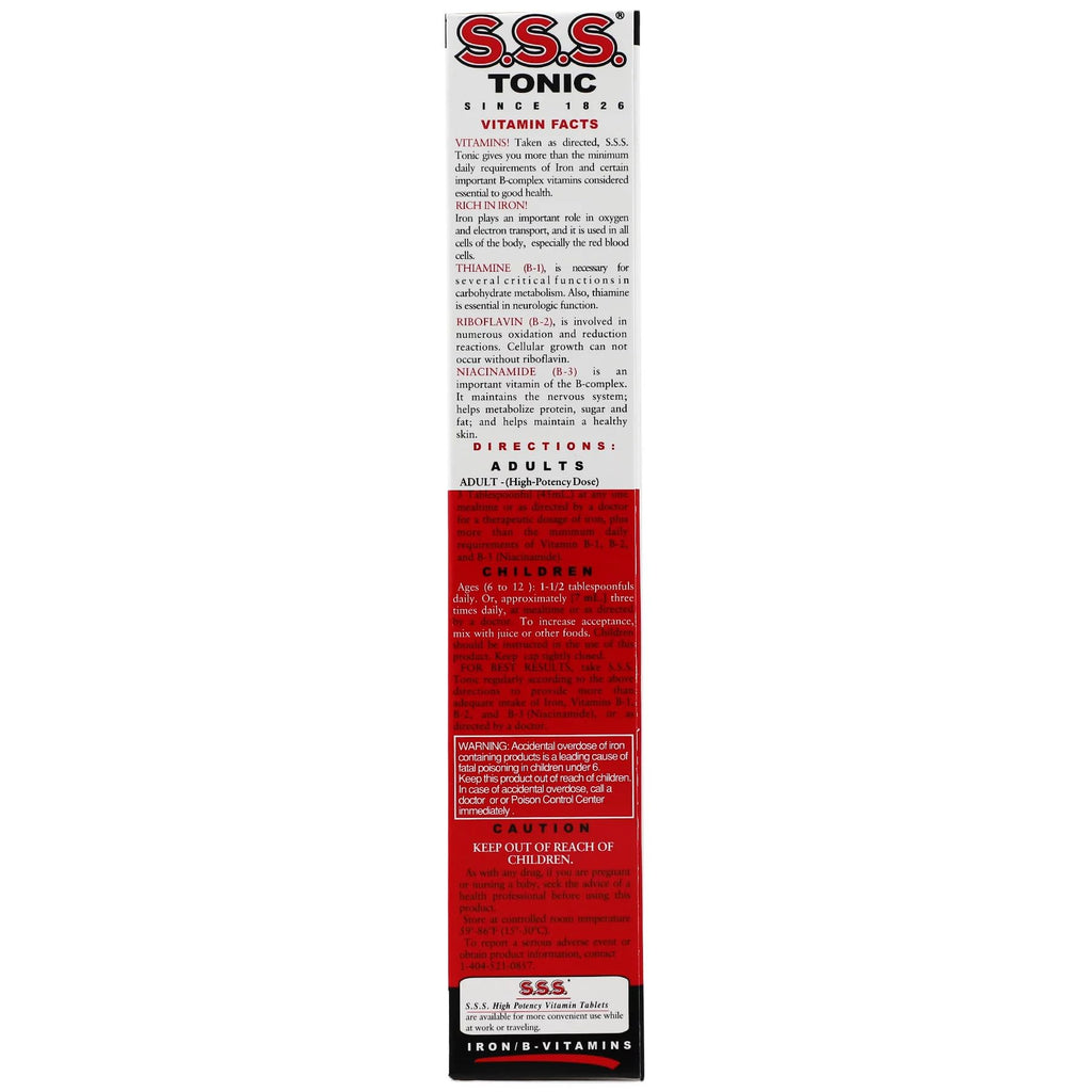 S.S.S. Tonic, Iron and Vitamin B Supplement, High Potency Vitamins, Bottle, 10 Fl Oz - 3 Pack