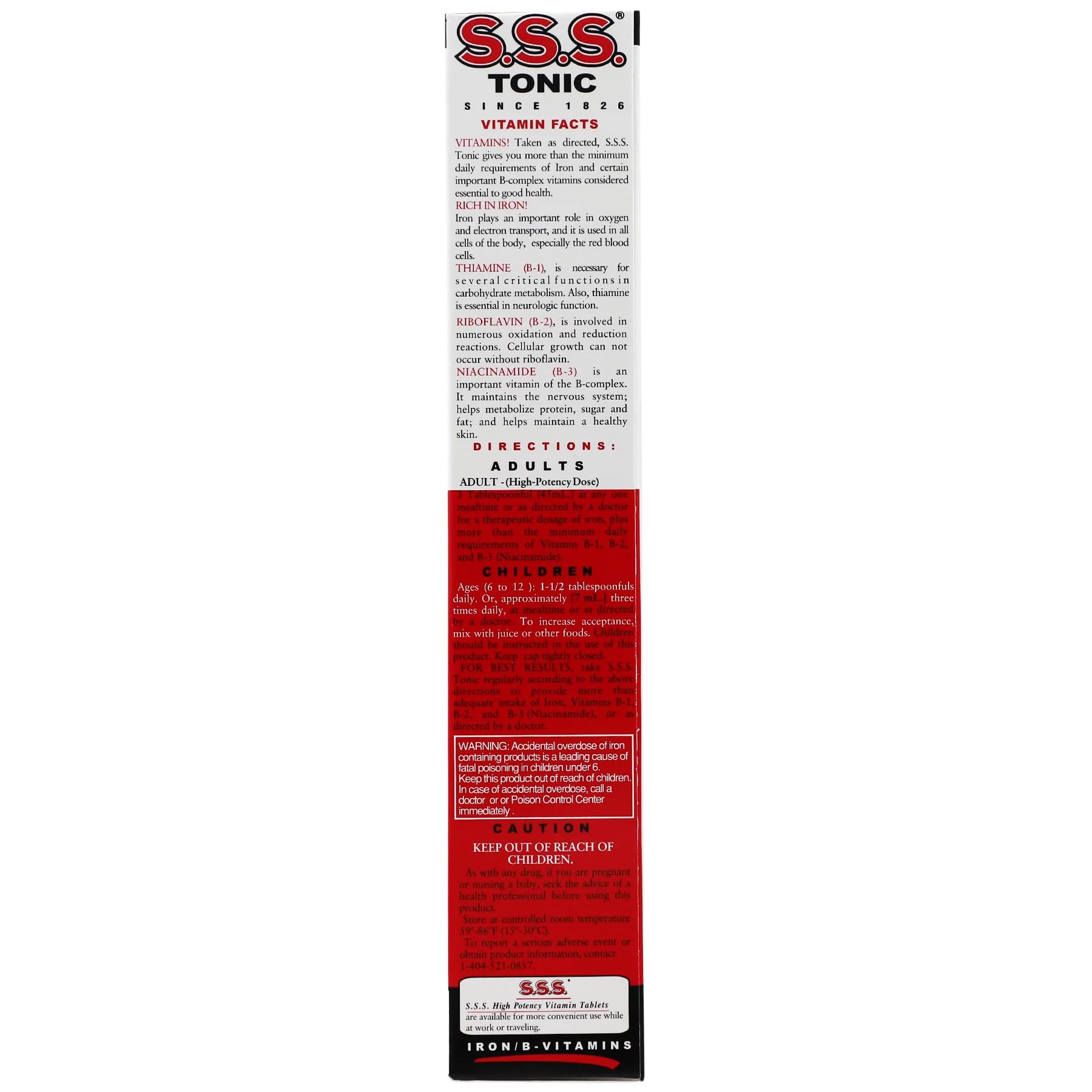 S.S.S. Tonic, Iron and Vitamin B Supplement, High Potency Vitamins, Bottle, 10 Fl Oz - 3 Pack