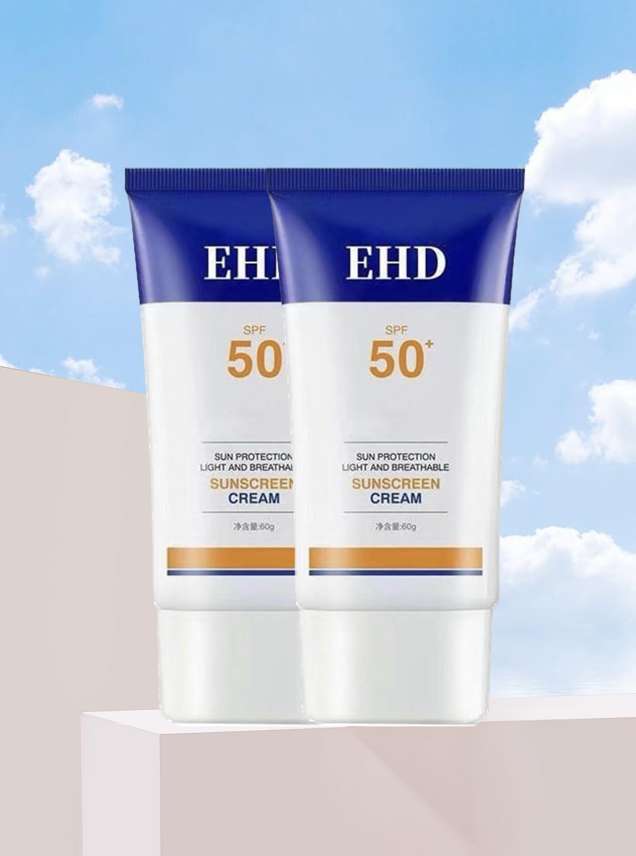 JILGEIER EHD Sunscreen for Face SPF 50, Natural Cream, Fast Absorption, No Sticky Feeling (2Pcs)