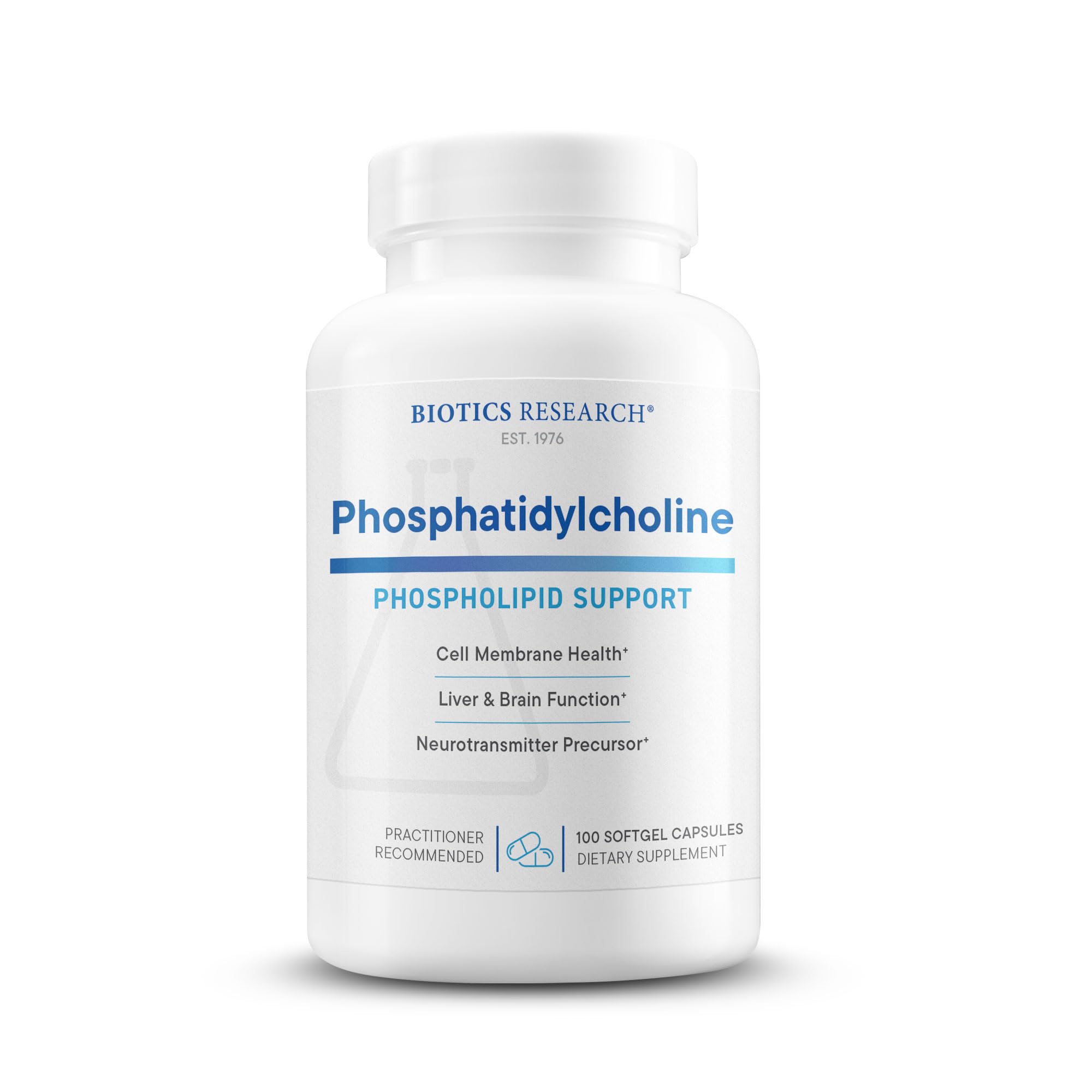 BIOTICS RESEARCH Phosphatidylcholine 420 mg/softgel, Healthy Cognitive Function, Derived from Lecithin, Contains Choline for Neurotransmitter Acetylcholine, 100 Servings