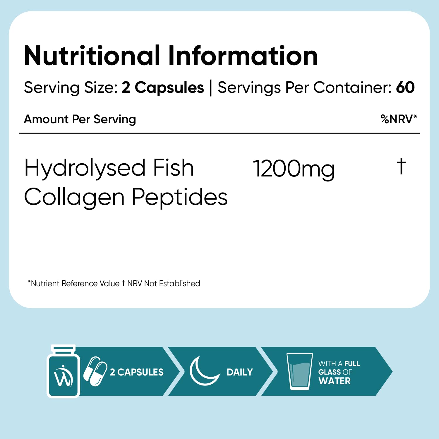 Pure Marine Collagen Capsules - 120 Capsules - 1200mg - 2 Months Supply