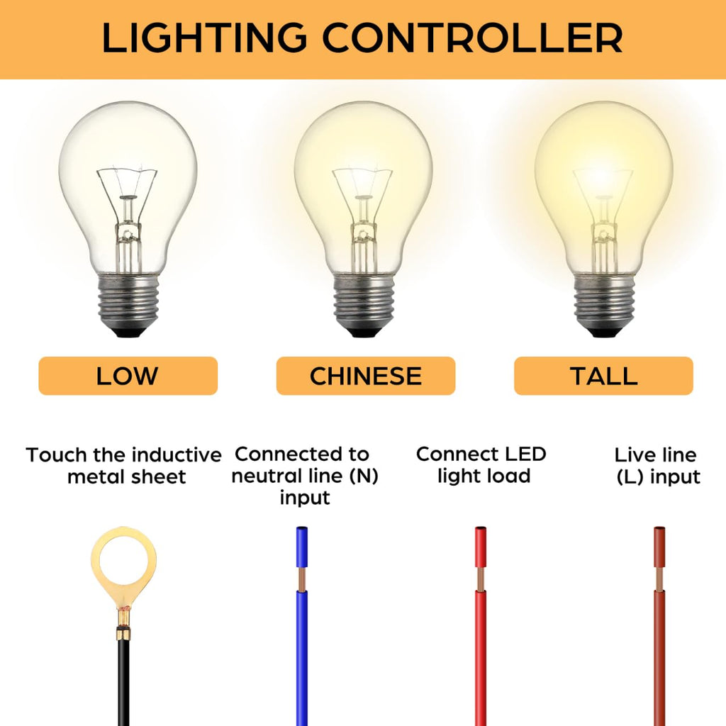 UKCOCO 2 PCS 3-Way Touch Sensor Dimmer Switch: Led 3 Way for Touch Lamp ON/Off Switch Control Module with 3 Levels Dimming for Repairing Switches Lamp Repair Kit