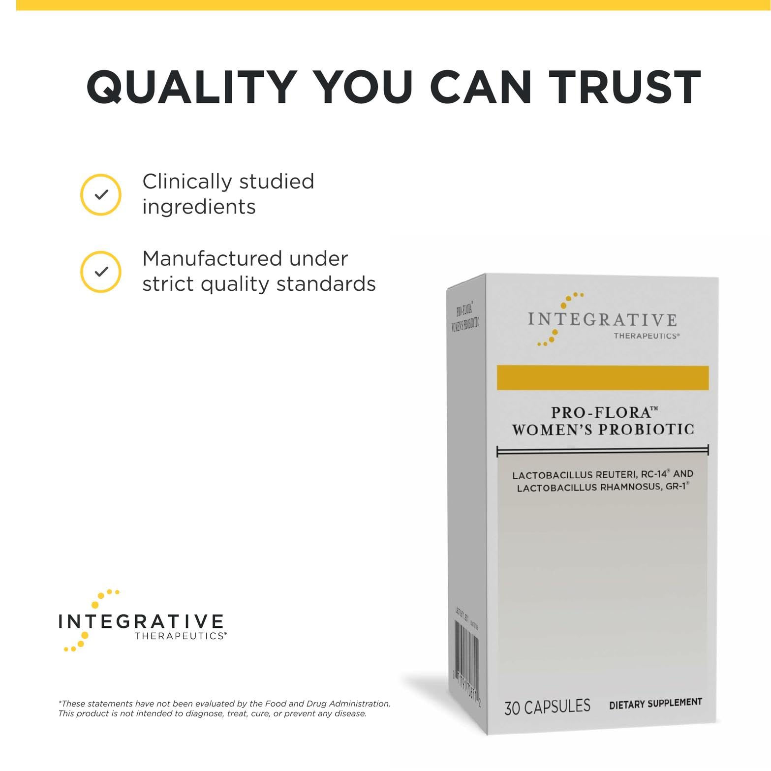 Integrative Therapeutics Pro-Flora Women’s Probiotic - Vaginal Health Probiotic*- Supports Urogenital Health in Women* - Convenient Daily Use - 30 Capsules (30 Capsules)