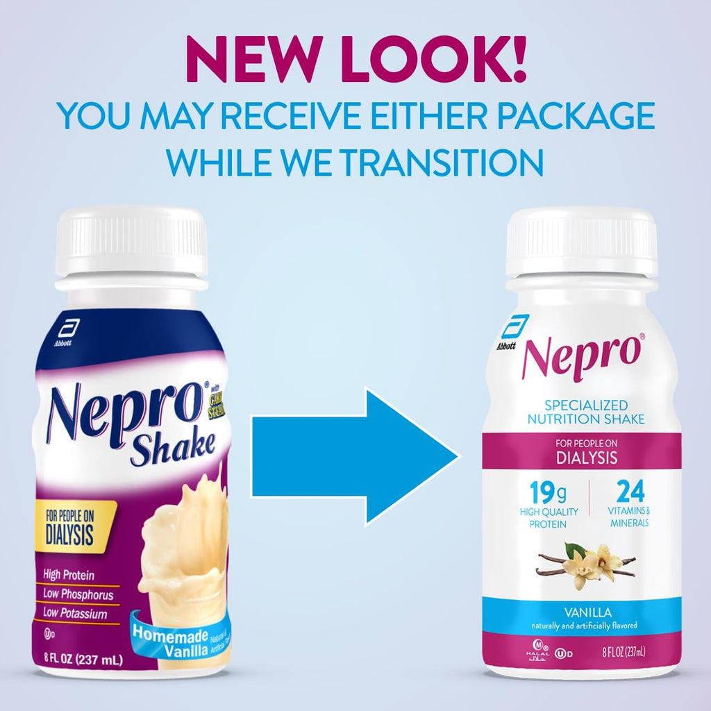 Nepro Nutrition Shake for People on Dialysis, 19g Protein, 420 Calories, Vanilla, 8 fl oz, Pack of 16