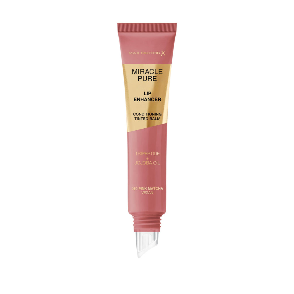 Max Factor Miracle Pure Lip Enhancer, 050 Pink Matcha, Conditioning Tinted Lip Balm, Glossy Colour Tint, With Jojoba Oil & Tripeptide, Vegan