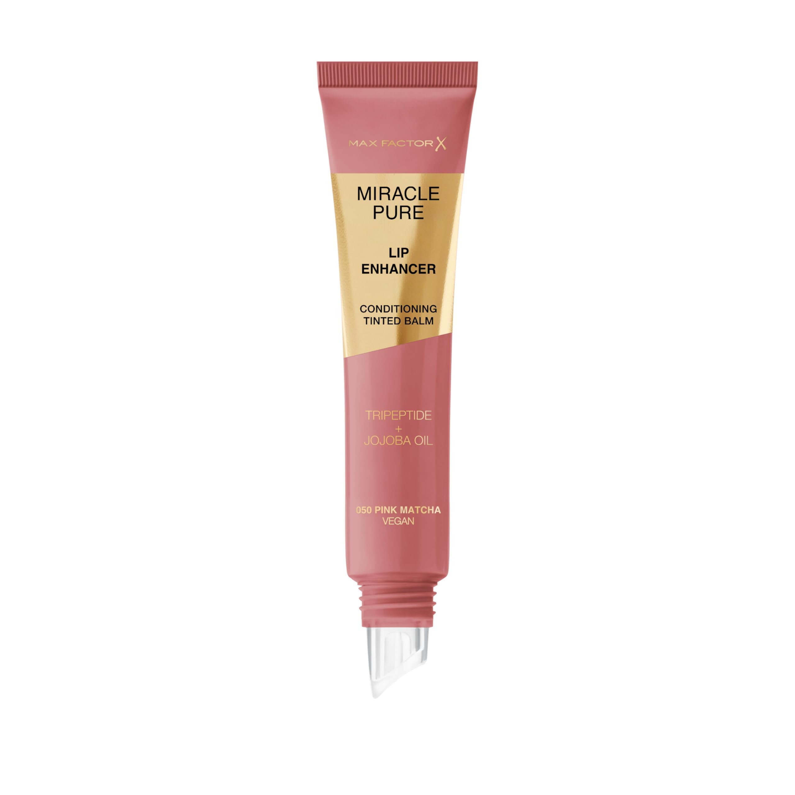 Max Factor Miracle Pure Lip Enhancer, 050 Pink Matcha, Conditioning Tinted Lip Balm, Glossy Colour Tint, With Jojoba Oil & Tripeptide, Vegan