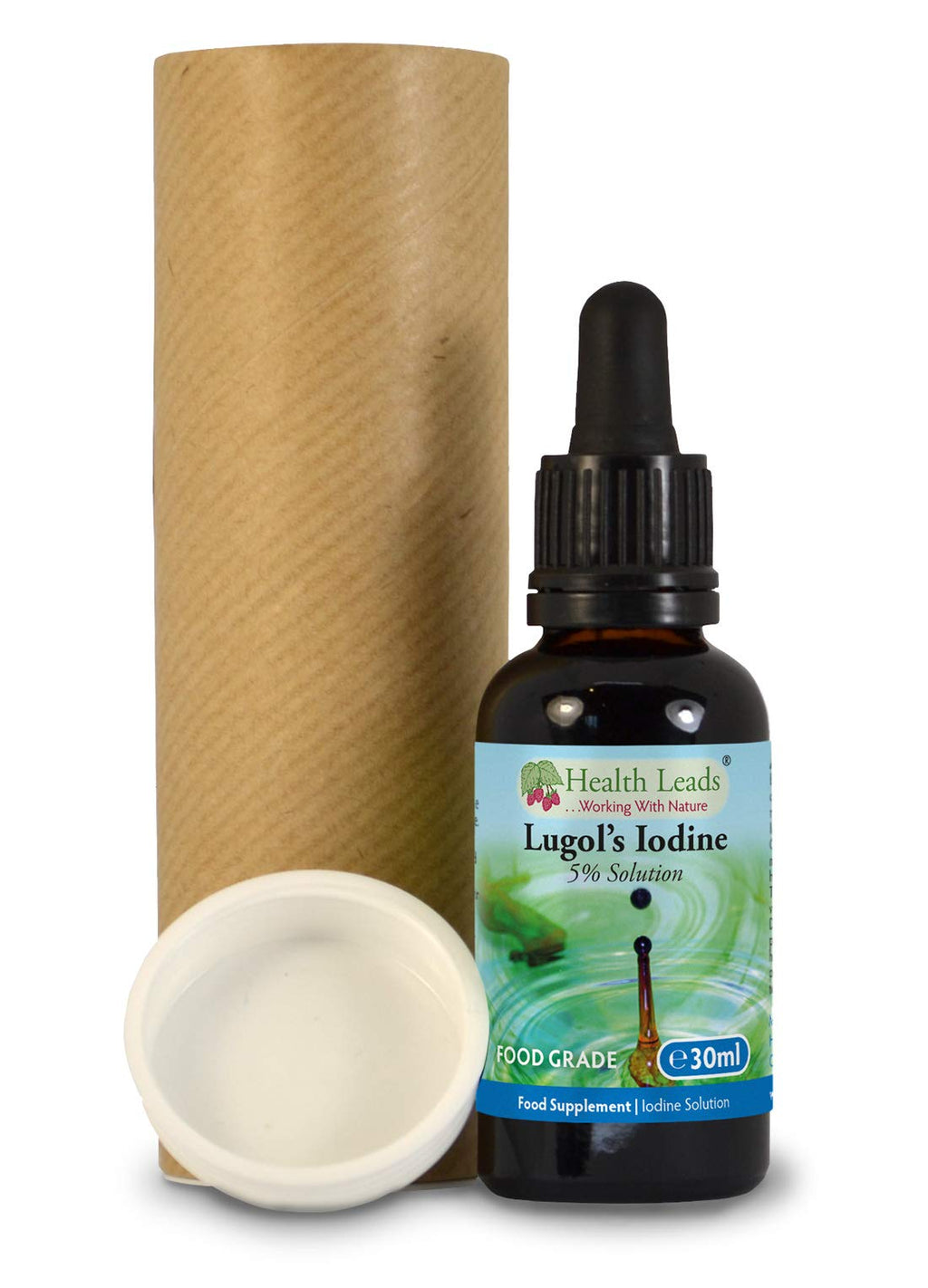 Health Leads Lugol's True 5% Iodine Solution 30ml, Bulb Pipette,