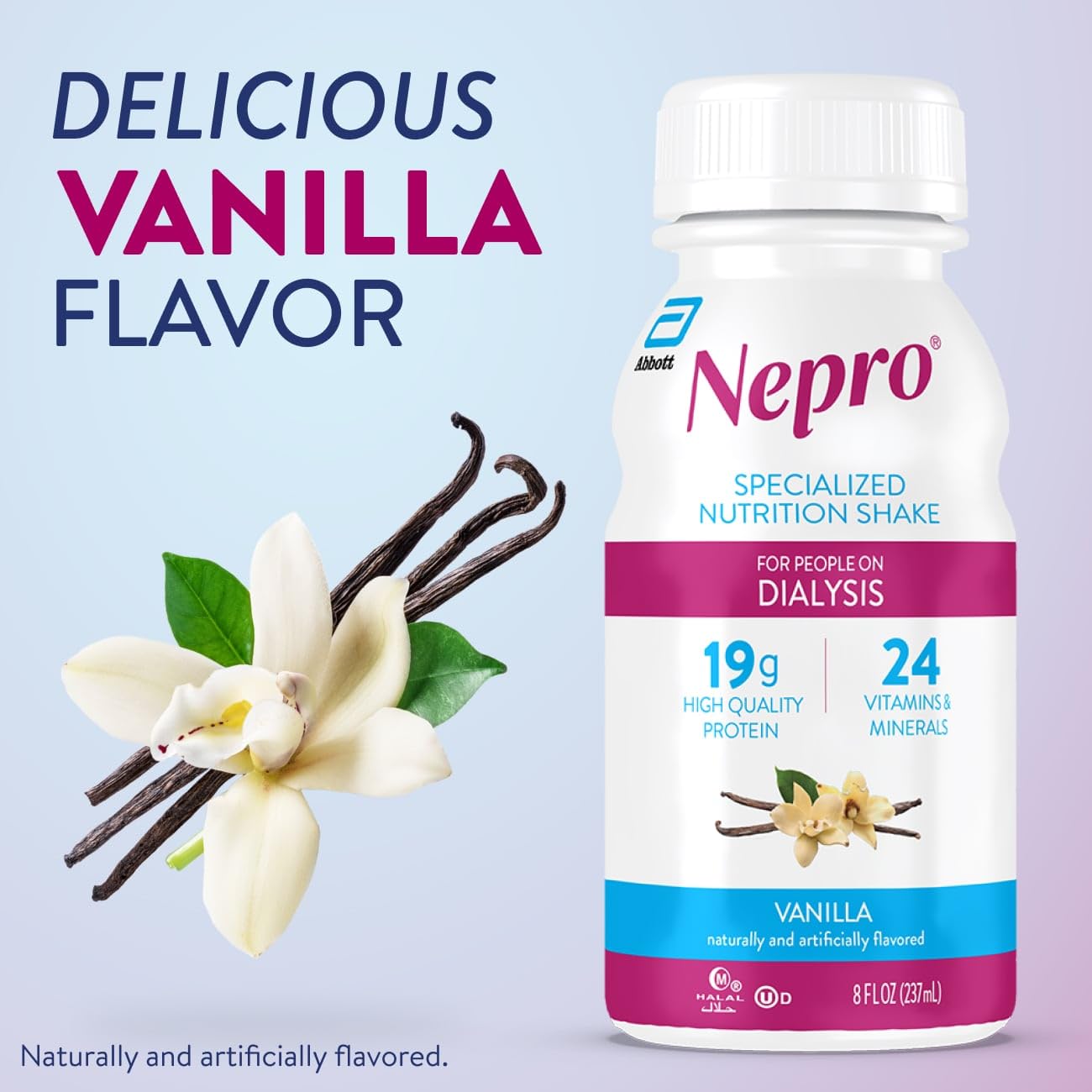 Nepro Nutrition Shake for People on Dialysis, 19g Protein, 420 Calories, Vanilla, 8 fl oz, Pack of 16