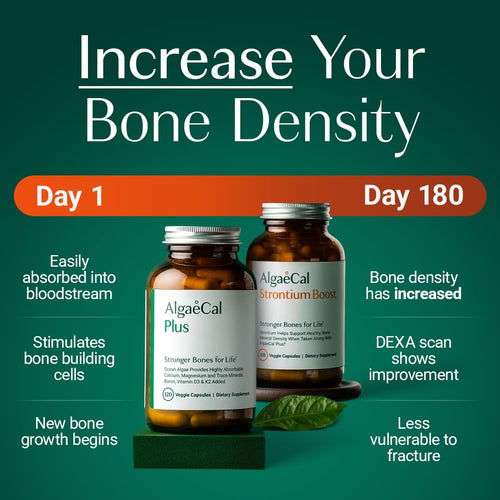 ALGAECAL Bone Builder Pack - Plant Based Calcium Supplement & Strontium - Organic Calcium 720mg with Vitamin D3 1600 IU, Vitamin K2, Magnesium, 16 Nutrients for Bone Health & Density (1-Month Supply)