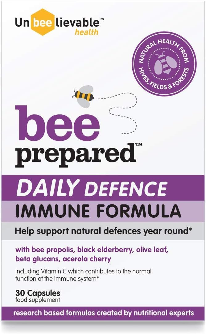 Unbeelievable Health Bee Prepared Daily Defence Immune System Formula - Created by Nutritional Experts - Contains Bee Propolis, Elderberry and More – Immunity Support Supplement - 3 Pack