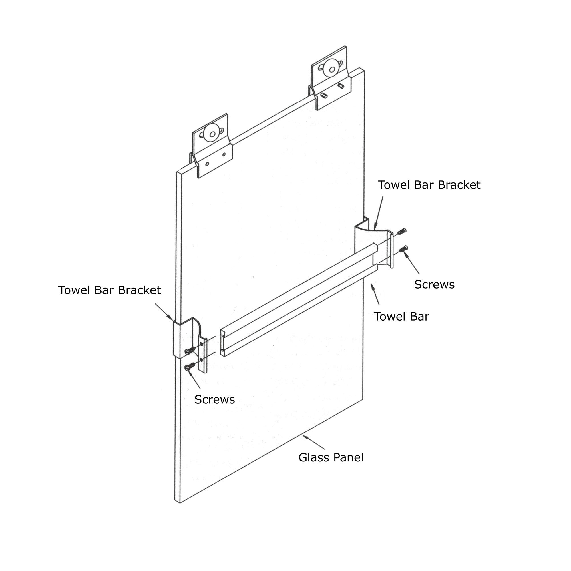 Gordon Glass Brushed Nickel Sliding Frameless Shower Door Single Towel Bar Kit - 30" long