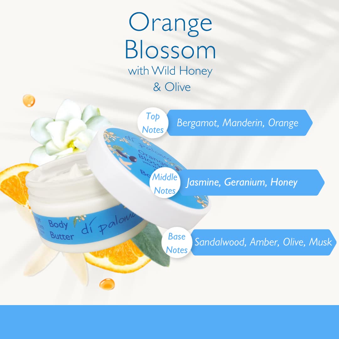Di Palomo Orange Blossom & Honey Body Shea Butter 200ml | Luxurious Shea Butter Moisturiser & Lotion for Women | Hydrating Skincare & Body Cream