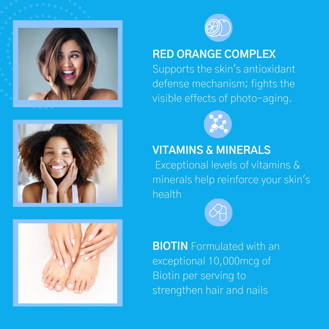 Consult Health Beaute Caps PRO, Biotin 10,500 mcg, Clinically Tested Supplement with Collagen & MSM, Supports Healthy Hair Growth, Skin and Nails, USA Made, 60 Capsules