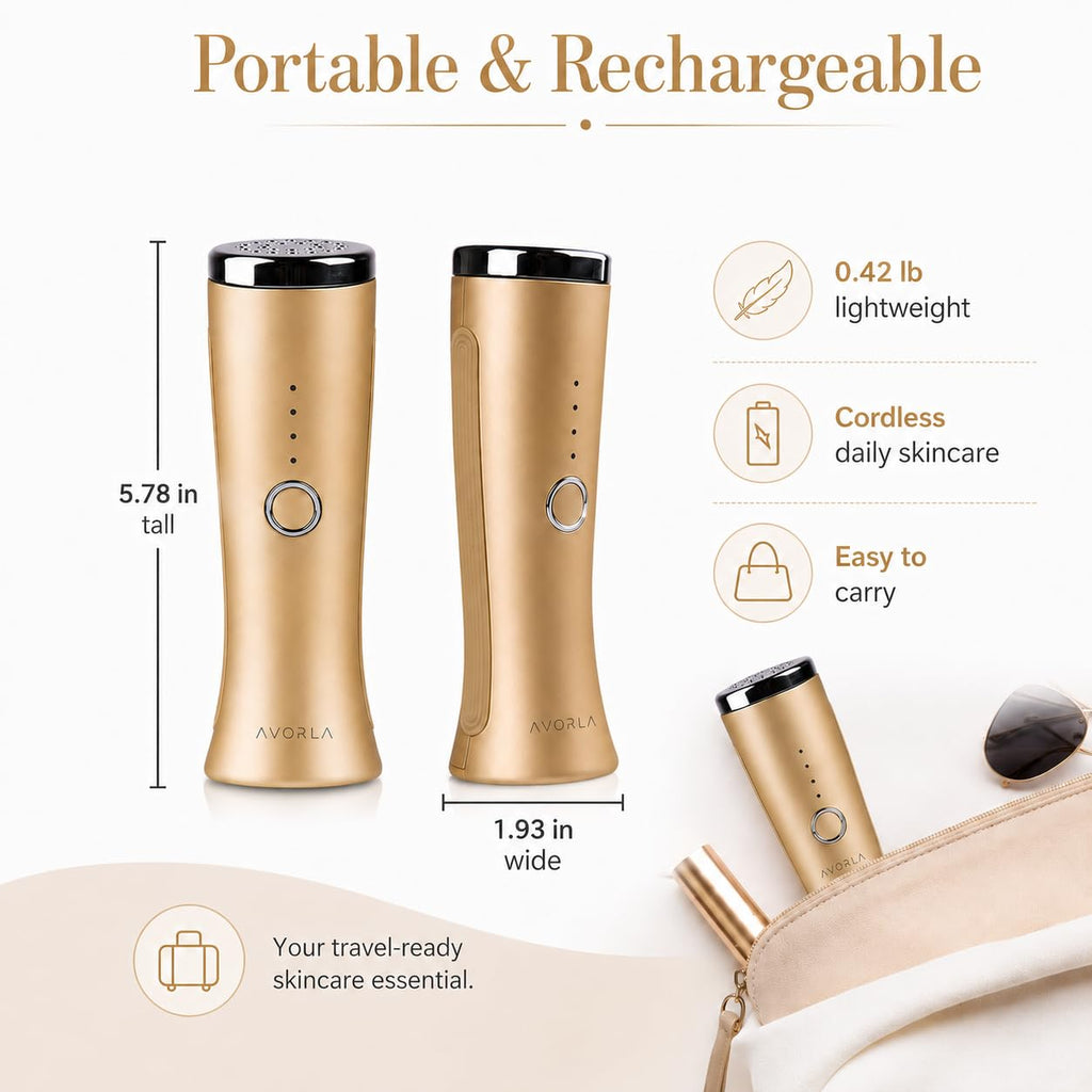AVORLA® I Red Light Infrared Therapy Facial Wand I At-Home Skin Care Device, Anti Wrinkle Facial Massager (Gold)