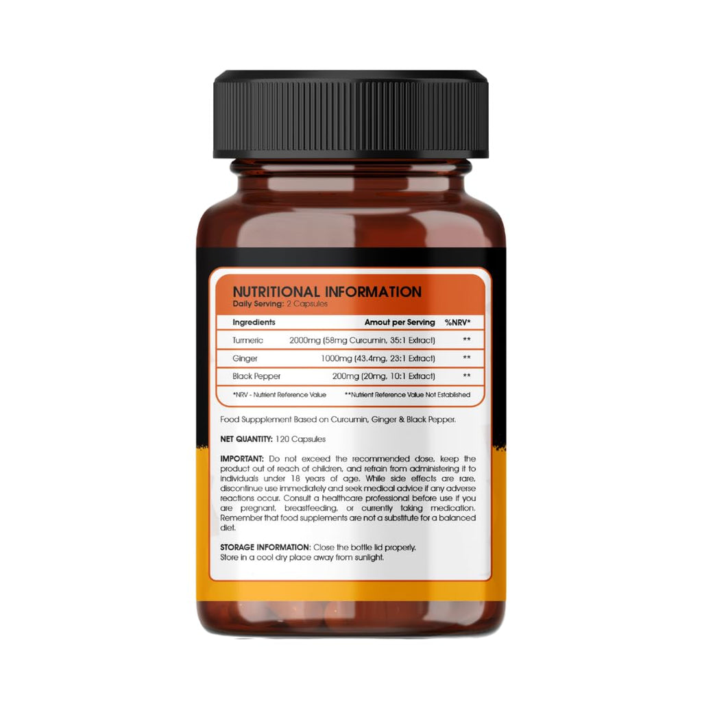 Turmeric Capsules 2000mg | Ginger & Black Pepper | Joint Support