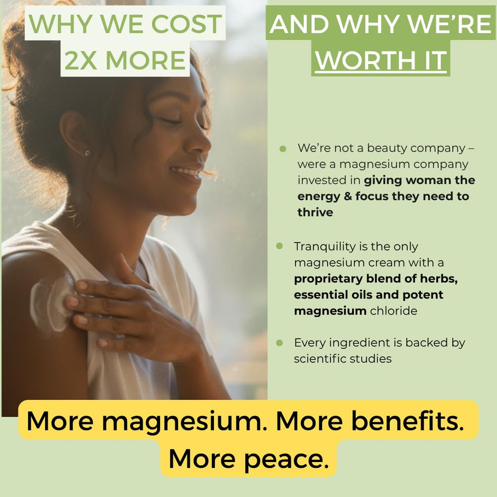 Rooted In 2X More Magnesium Cream – Stress Relief & Sleep with Ashwagandha – Calming Body Lotion for Women – Topical Magnesium Chloride, US Made – 4oz