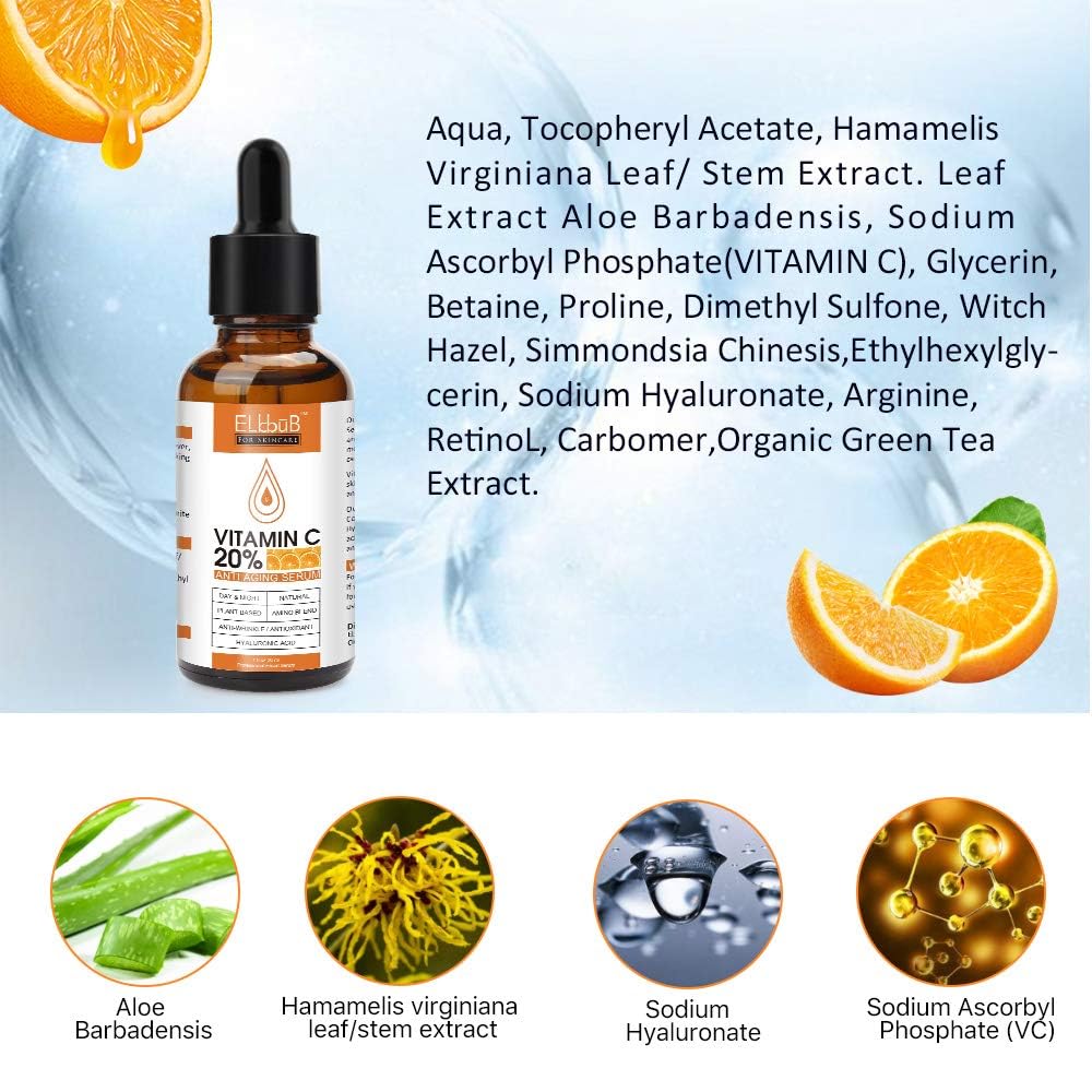 Anti Aging Vitamin C Serum Hyaluronic Acid Serum Set - with Hyaluronic Acid, Skin Care Set Boost Skin Collagen,Hydrate & Plump Skin, Anti Aging & Wrinkle Facial Serum