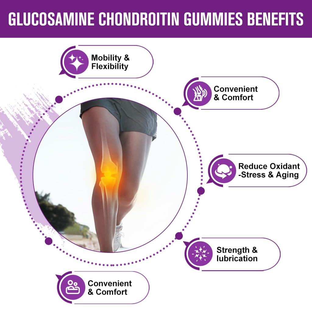 GORNVB Glucosamine Chondroitin Gummies with MSM & Elderberry Extra Strength - Flexibility Support, Antioxidant Immune Support Supplement for Adults, Men & Women - 60 Chondroitin Gummies (2 Pack)