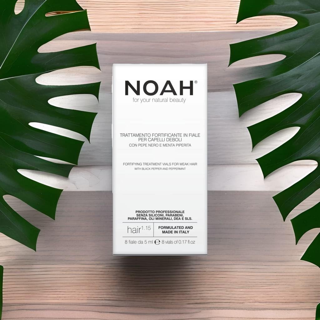 Noah Natural Fortifying Hair 1.15 Treatment Vials Serum with Black Pepper & Peppermint for Weak Hair, Strengthening & Revitalizing Formula, Vegan, Plant-Based Formula 8 Vials of 5ml