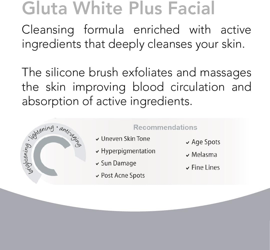 Novaclear Gluta White Plus Facial Foam with Silicone Brush - Deeply Cleanses, Exfoliates, Reduces Dark Spots and Evens Skin Tone for a Healthy Glow 100 ml