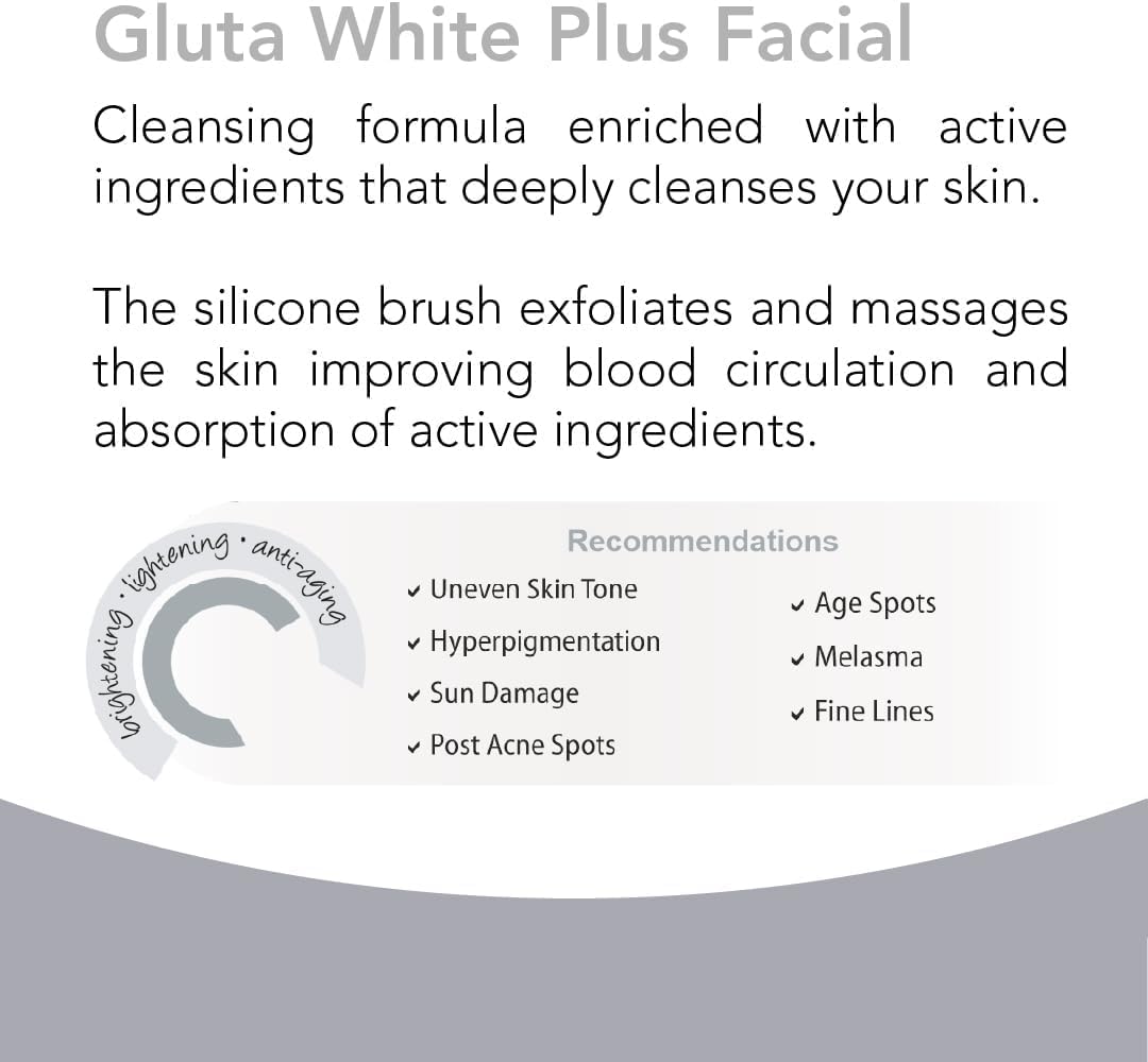 Novaclear Gluta White Plus Facial Foam with Silicone Brush - Deeply Cleanses, Exfoliates, Reduces Dark Spots and Evens Skin Tone for a Healthy Glow 100 ml