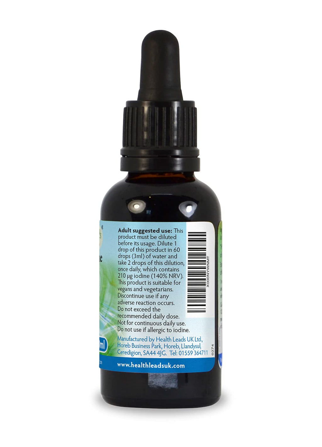 Health Leads Lugol's True 5% Iodine Solution 30ml, Bulb Pipette,
