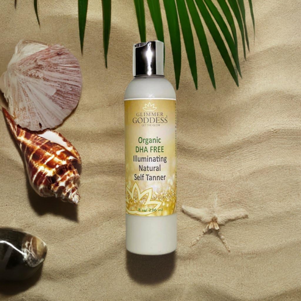 Glimmer Goddess Organic DHA FREE Self Tanner - (Dark) Sunless Tanning Lotion 8 oz