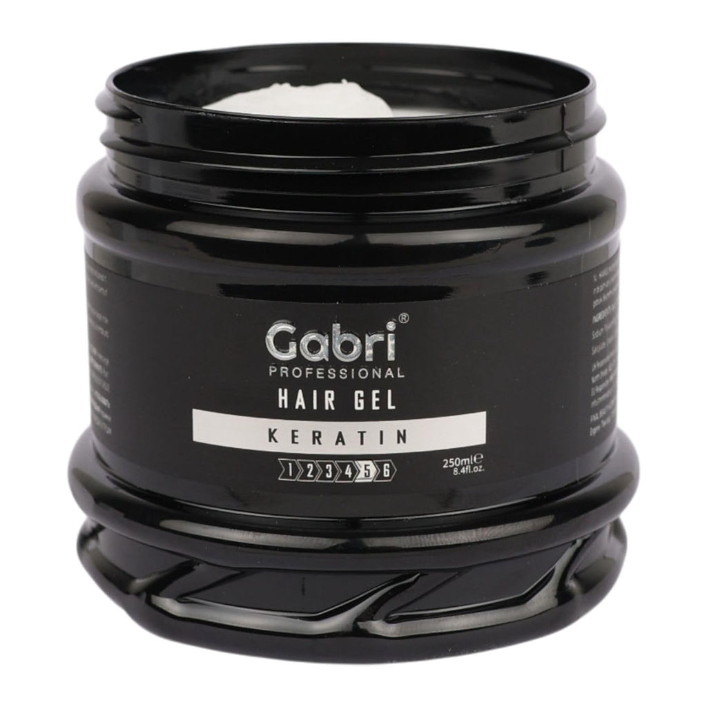 Gabri Hair Styling Gel, Firm Hold Styling Hair Gels, High Gloss, Anti-Frizz Effect, Edge Control, For All Hair Types (250 g (1 Pack), Keratin)