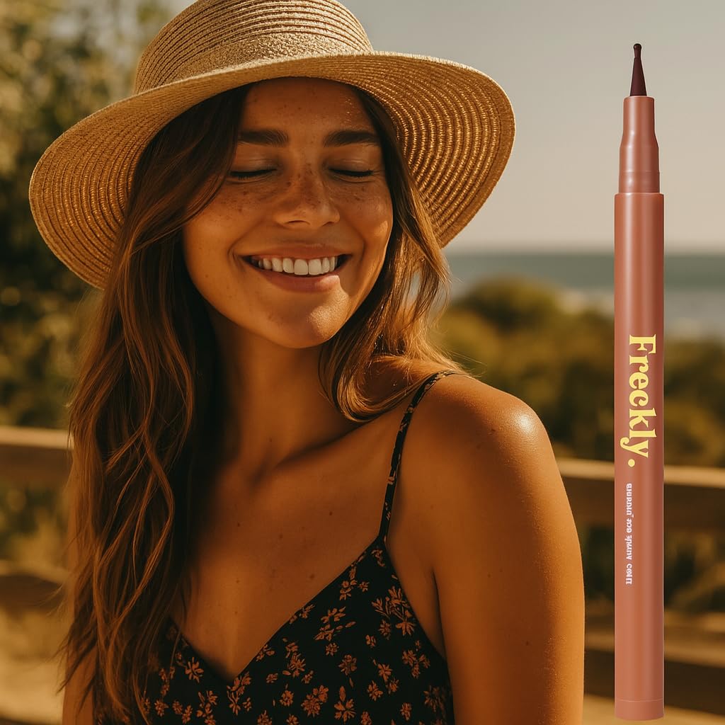 Felt Tip Freckle Pen – Waterproof, Long-Lasting Faux Freckles for a Natural Look – Quick-Dry, Skin-Friendly Freckle Stamp (#Dark Brown)