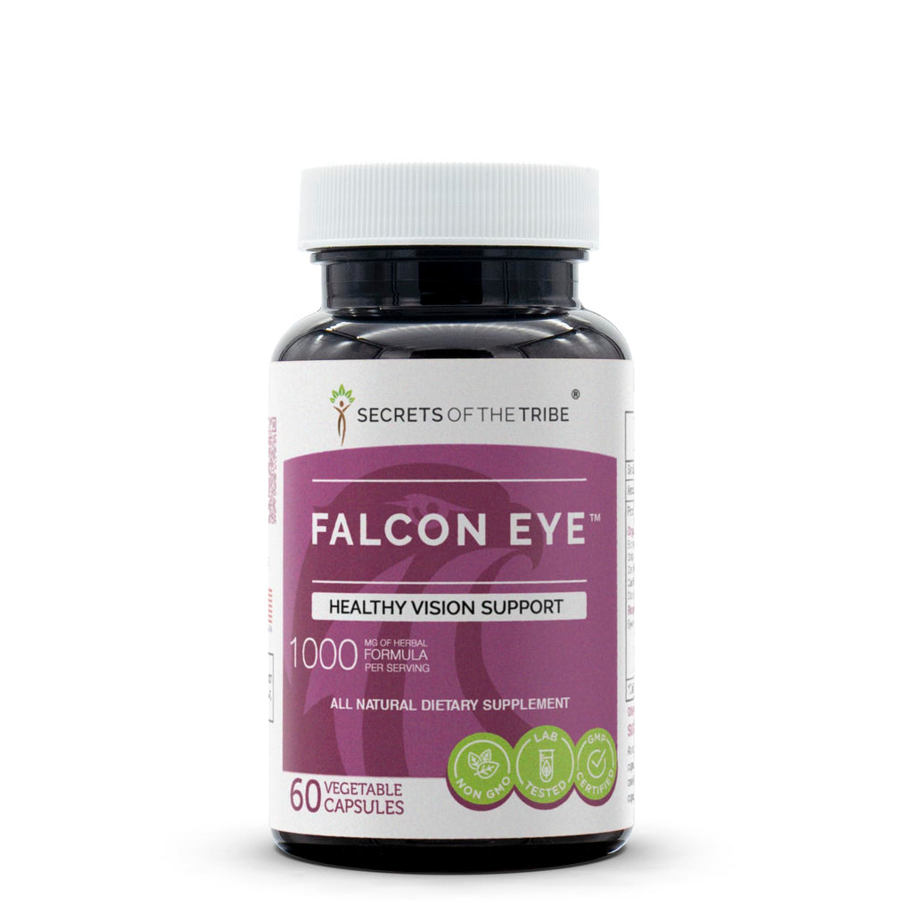 Secrets of the Tribe Falcon Eye 60 Capsules, 1000 mg, Bilberry, Eyebright, Ginkgo, Green Tea, Carrot, Grape. Healthy Vision Support (60 Capsules)