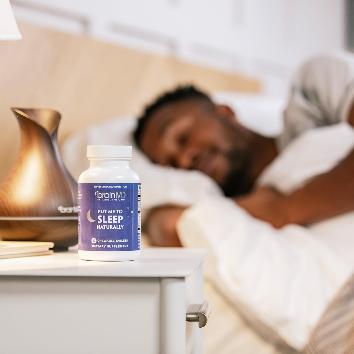 BRAINMD Dr Amen Put Me To Sleep Naturally - 90 Chewable Tablets - with Melatonin, L-Theanine, Magnesium, GABA, Vitamin B6 & 5-HTP - Gluten Free - 45 Servings