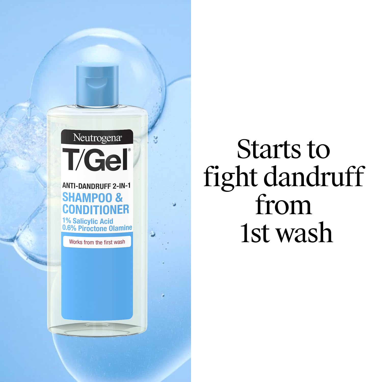 Neutrogena T/Gel 2 in 1 Anti-Dandruff Shampoo and Conditioner (1x 250ml), Shampoo and Conditioner to Help Fight Dandruff From First Wash, Haircare for Soft, Shiny Healthy-Looking Hair and Scalp