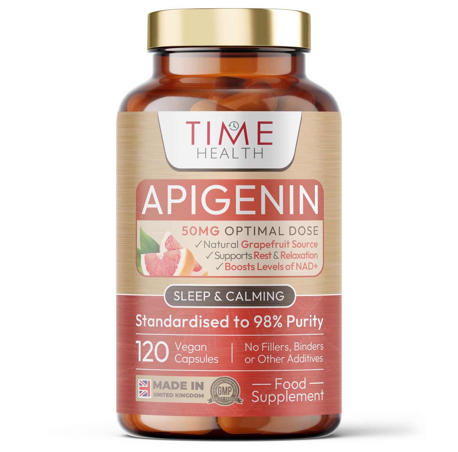 Apigenin - 50mg 98%+ Purity - Grapefruit Source - 120 Capsules - UK Made