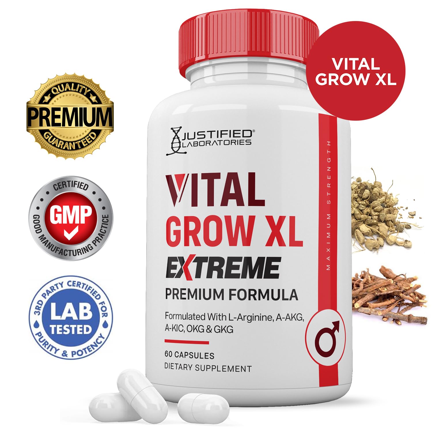 Vital Grow XL Extreme Pills 1600MG Premium Formula Proprietary Blend for Men's Health 60 Capsules