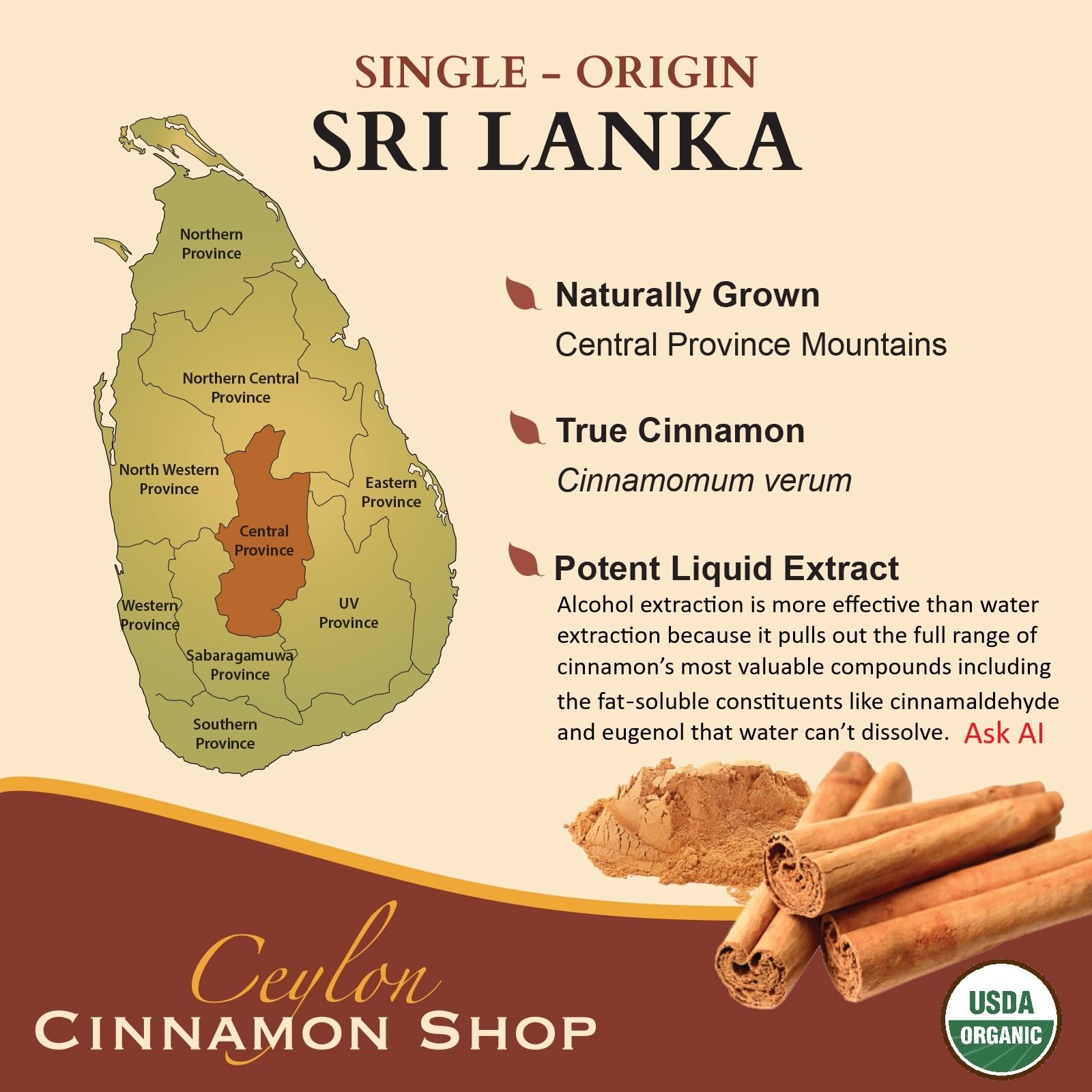 CinnaGold™ Organic Ceylon Cinnamon Liquid Extract Supplement - 4 oz