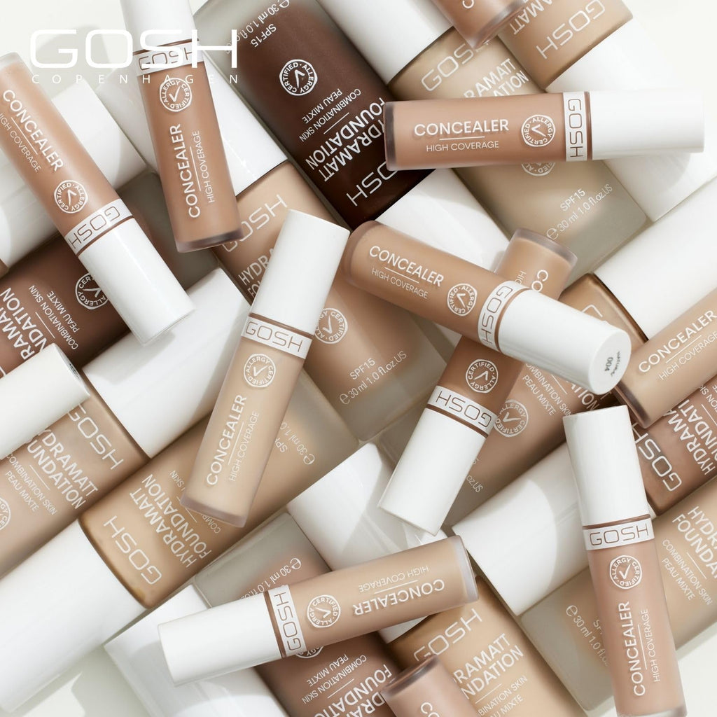 GOSH Concealer High Coverage 004 Natural I High coverage liquid concealer to cover dark circles, redness, blemishes and pimples for sensitive skin I Long-lasting, vegan and allergy-certified