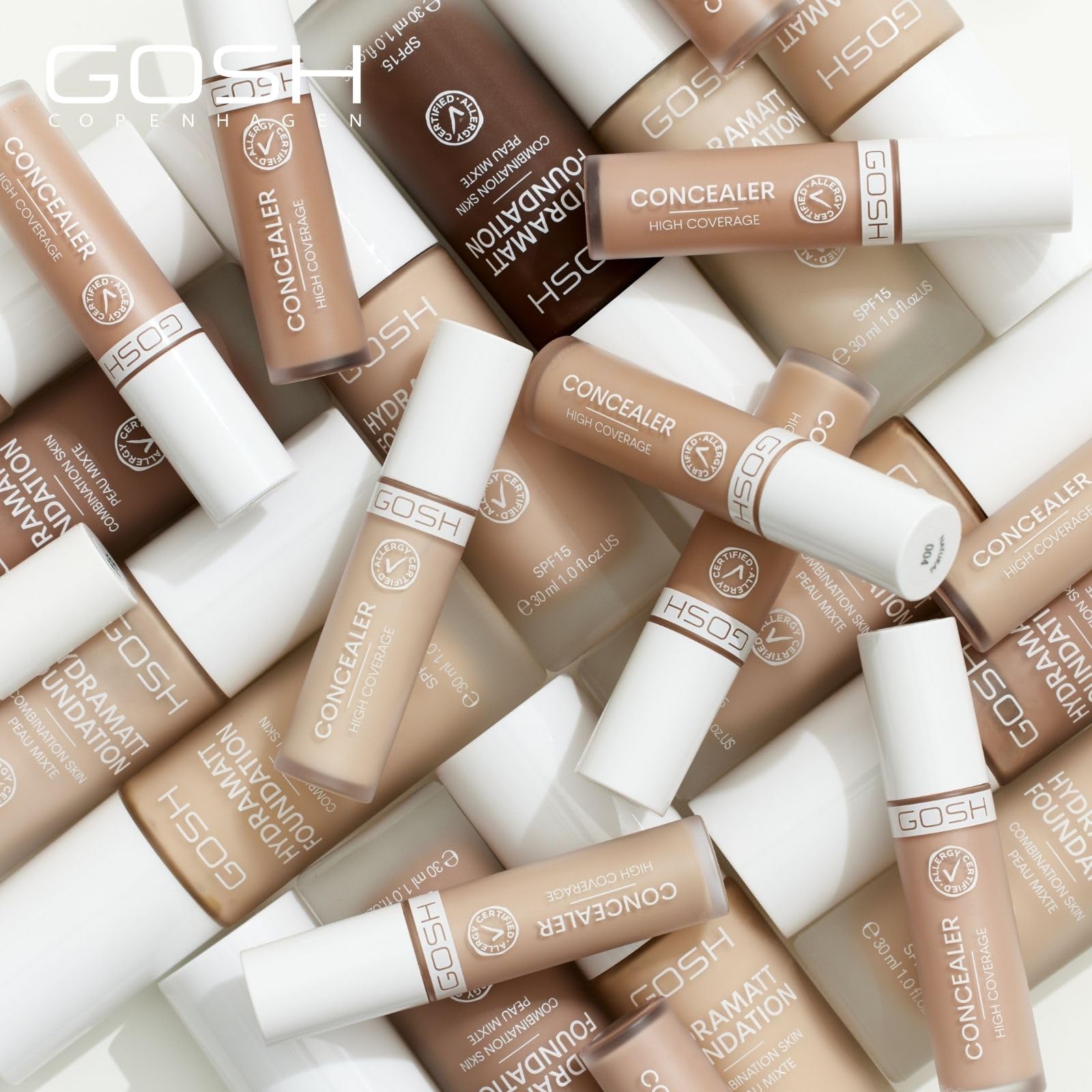 GOSH Concealer High Coverage 004 Natural I High coverage liquid concealer to cover dark circles, redness, blemishes and pimples for sensitive skin I Long-lasting, vegan and allergy-certified
