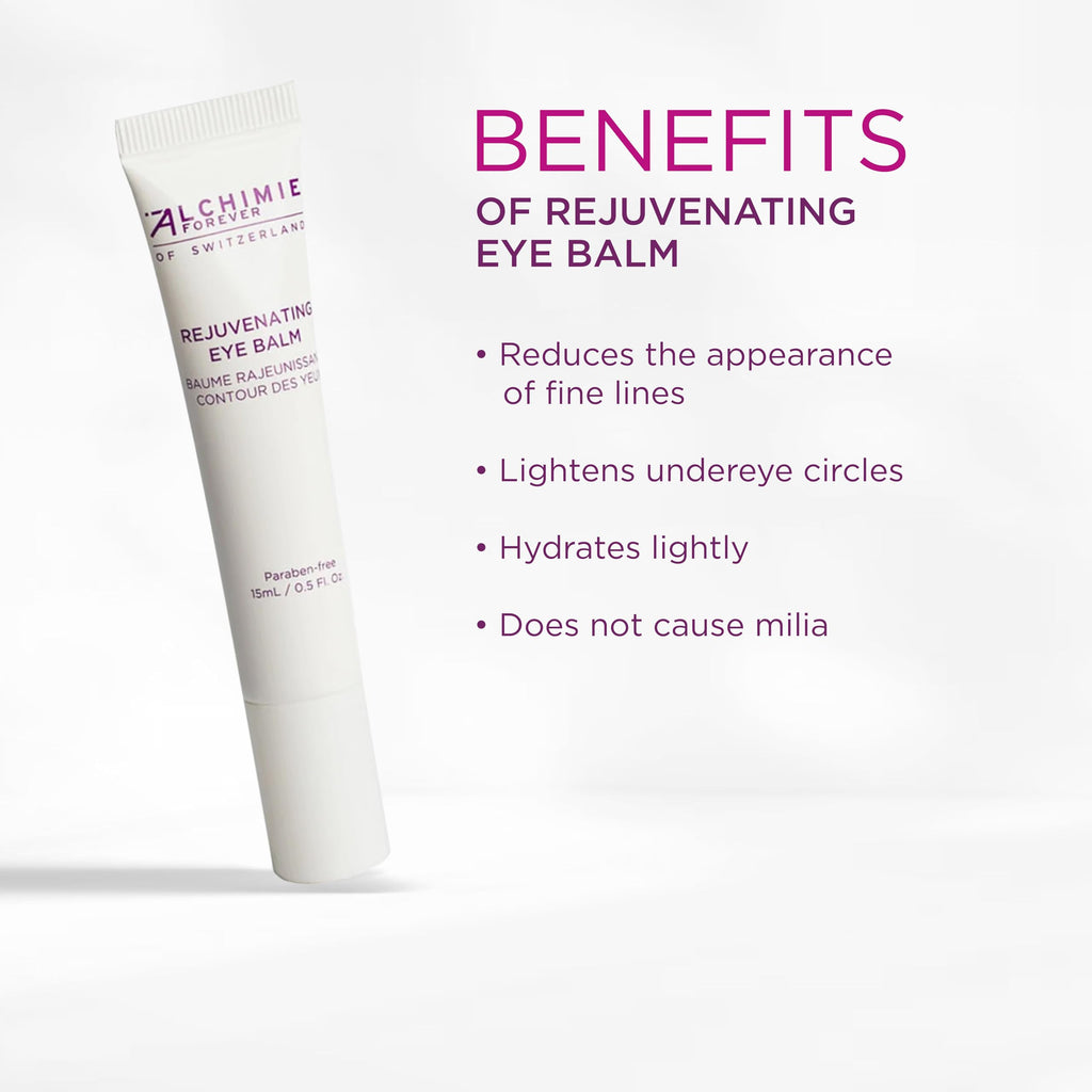 Alchimie Forever Rejuvenating Eye Balm | Hydrating Anti-Aging Eye Cream with Jojoba and Cocoa Butter, European Blueberries, Vitamin K | Reduce Dark Under Eye Circles and Premature Aging | 0.5 fl oz
