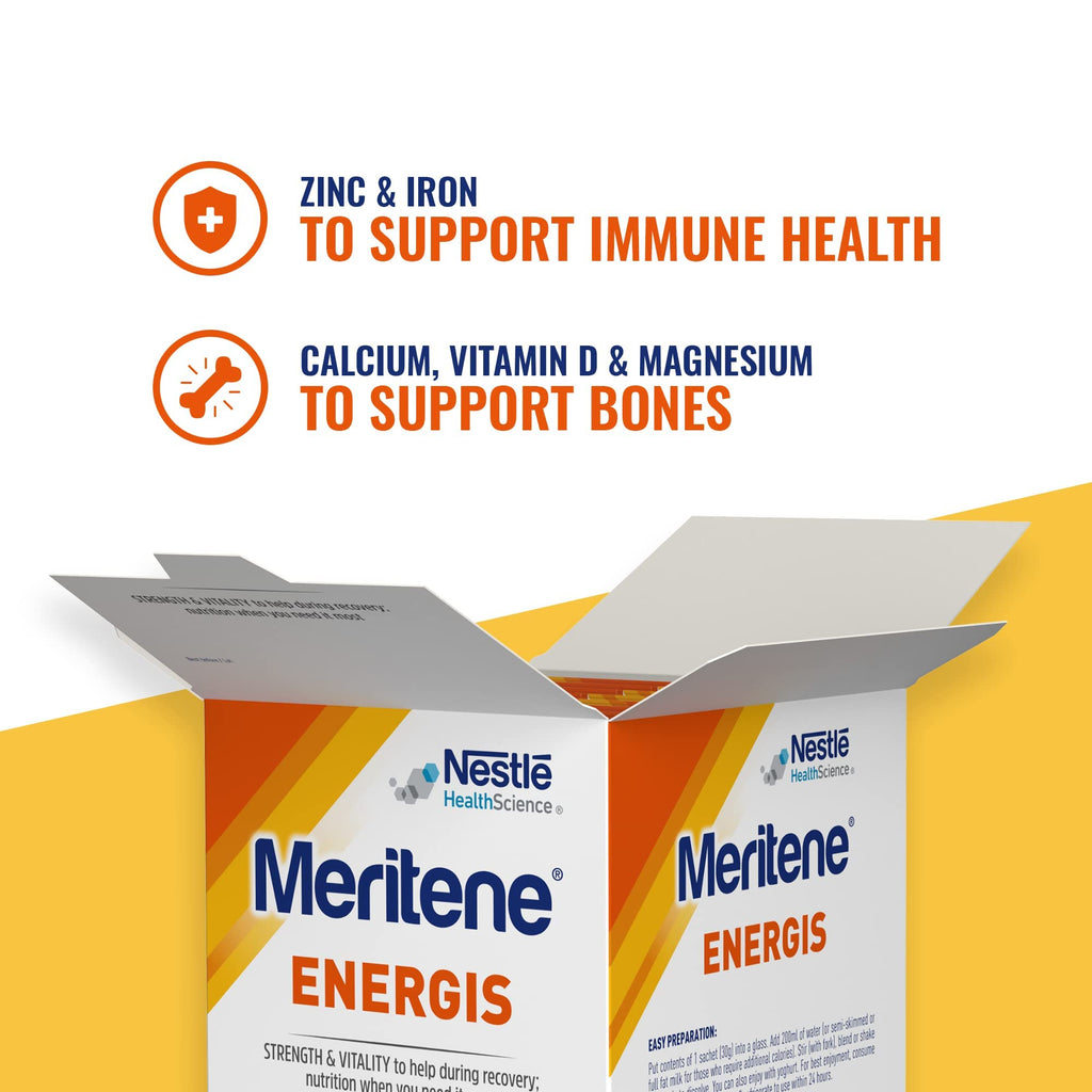 Meritene Energis Strawberry Protein Shake | 30g Powder Sachets, Pack of 15