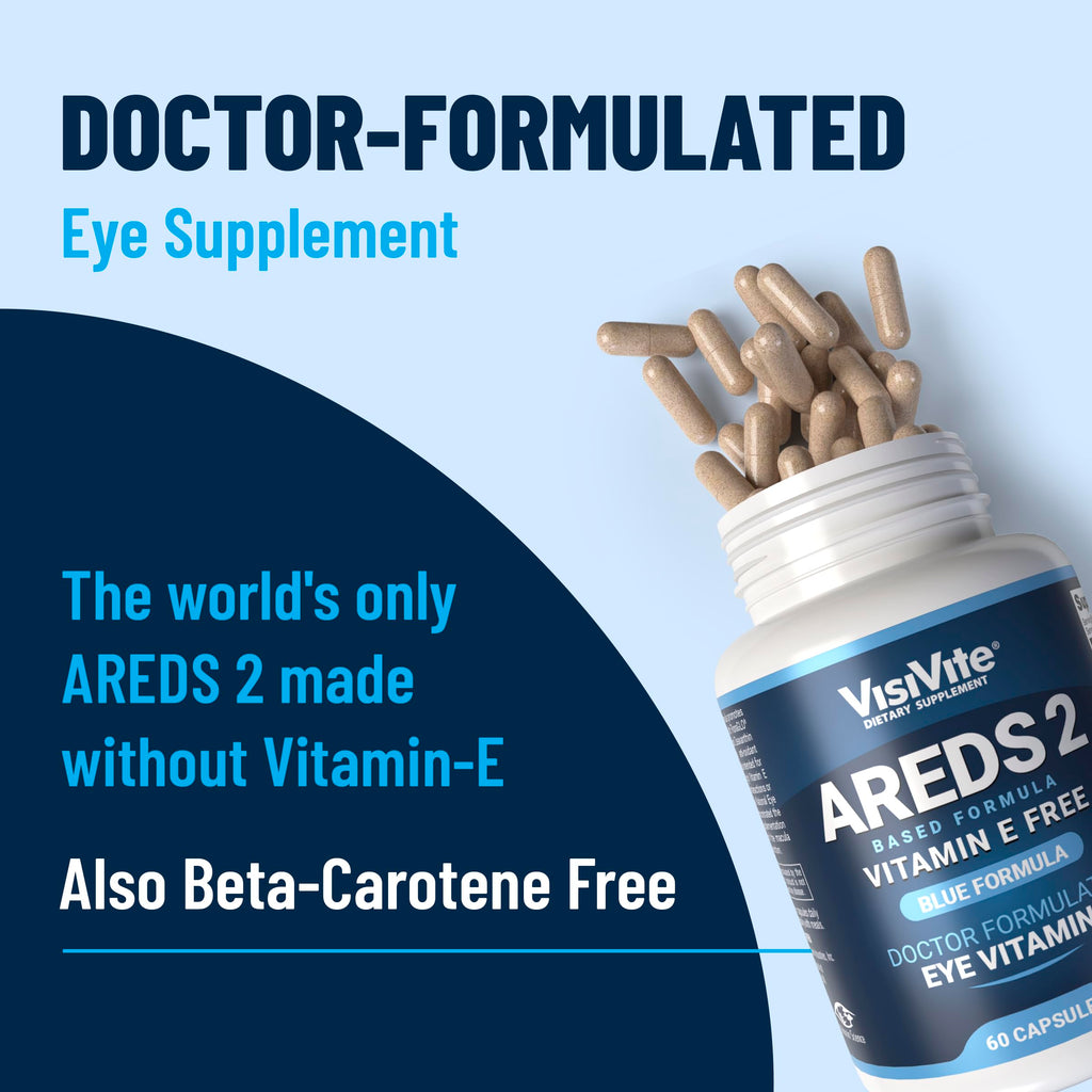 AREDS 2 Eye Vitamins - VisiVite Vitamins for Eye Health Without Vitamin E - Eye Vitamins for Seniors - Lutein and Zeaxanthin Supplements - 60 Capsules