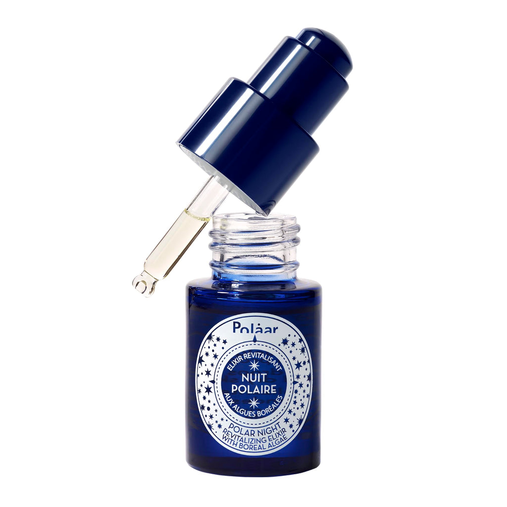 Polåar - Polar Night Revitalizing Elixir Face Serum with Boreal Algae - Anti-Aging Night Oil Under Eye Wrinkles, Fine Lines & Age Spots Smoothing, Regenerating - 99% Natural, Vegan Made in France 0.5